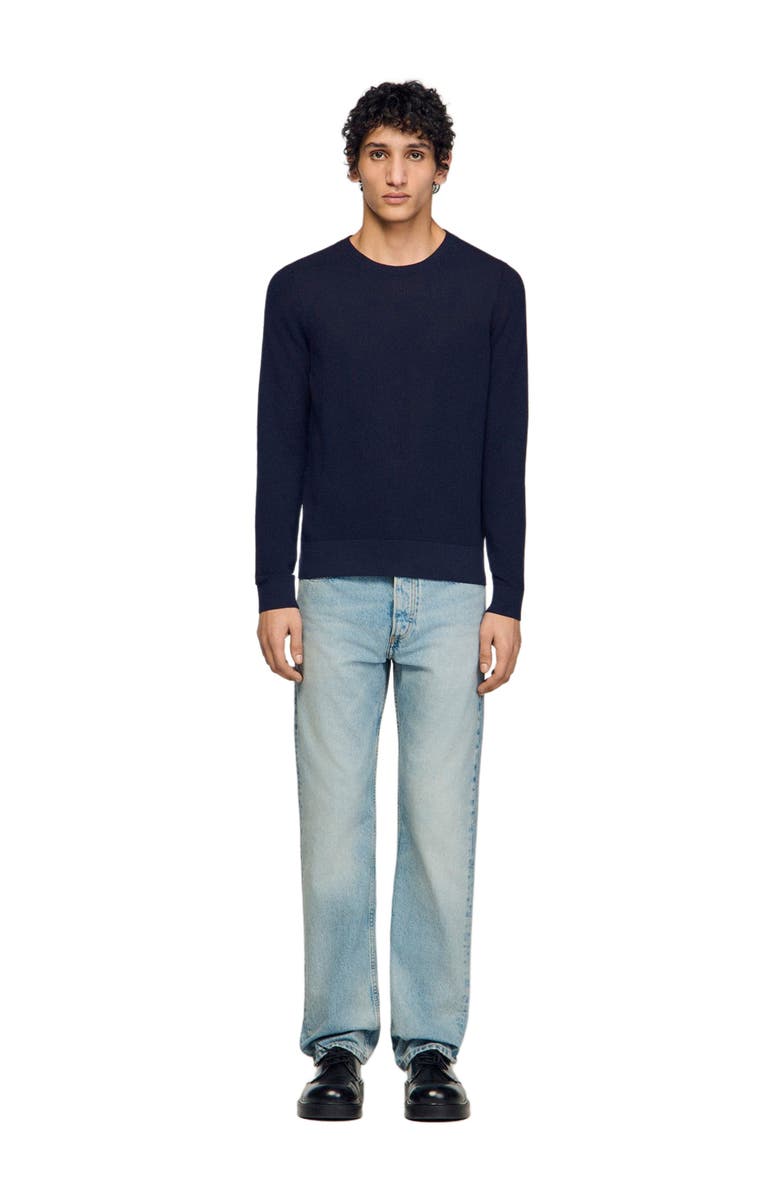 SANDRO Textured knit sweater, Alternate, color, Navy Blue