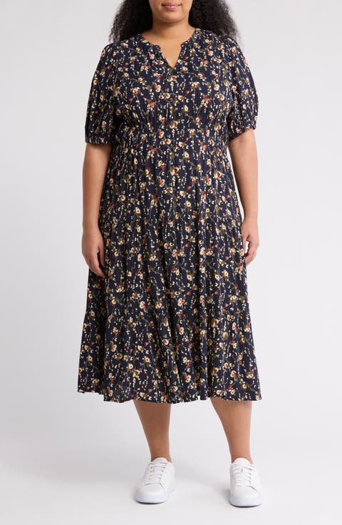 Crinkle Midi Dress (Plus)