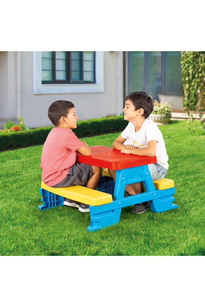 Children's Picnic Table With 4 Benches, Alternate, color, Multicolored