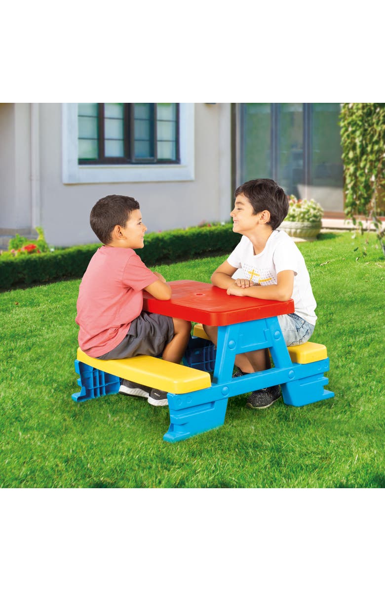 Dolu Children's Picnic Table With 4 Benches, Alternate, color, Multicolored