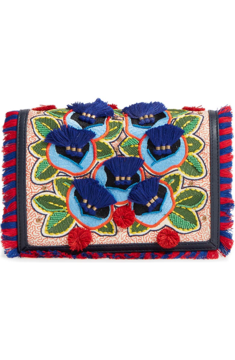 Tory Burch Embroidered Floral Crossbody Bag, Main, color,