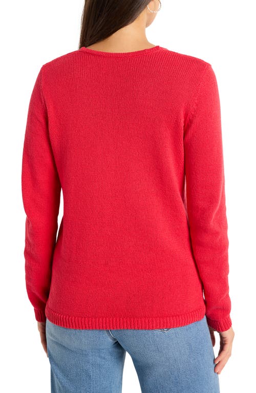 Nic + Zoe Cotton Cord Soft V-neck Sweater In Haute Red