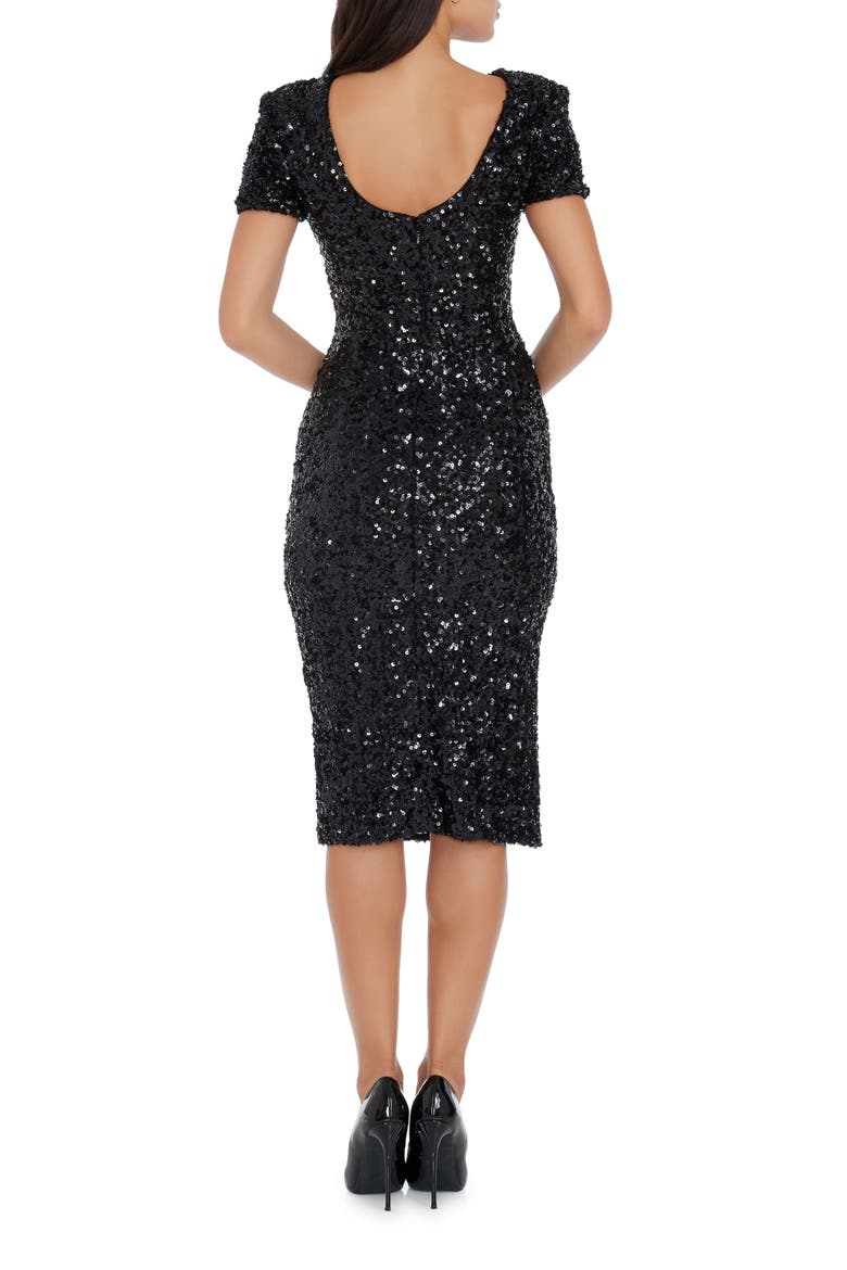 Natasha Sequin Sheath Midi Dress, Alternate, color, BLACK