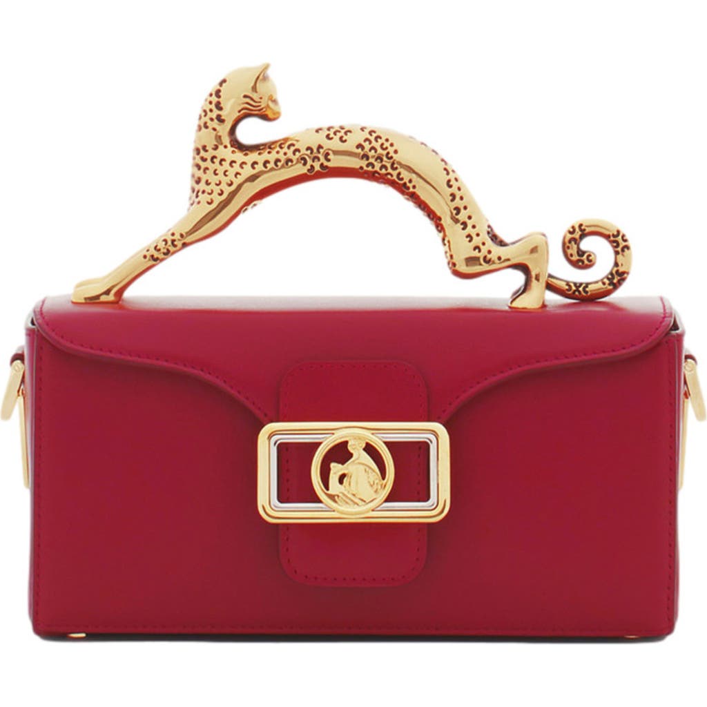 Shop Lanvin Nano Pencil Cat Leather Bag In Turkish Red