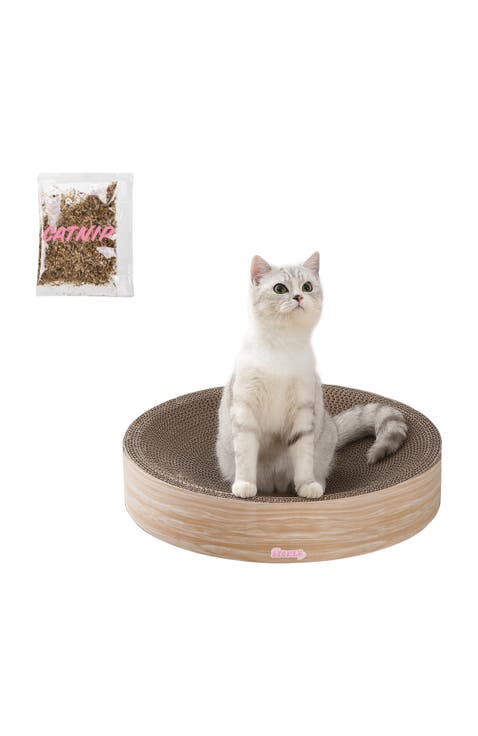 Nelson 20.13" Modern Cardboard Round Bowl Cat Scratcher with Catnip