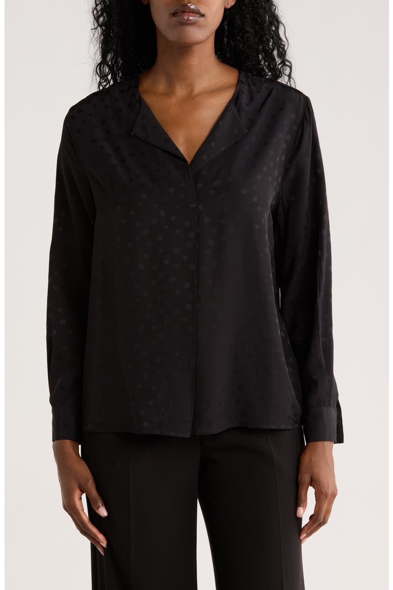 Dot Popover Woven Top, Main, color, BLACK DOT