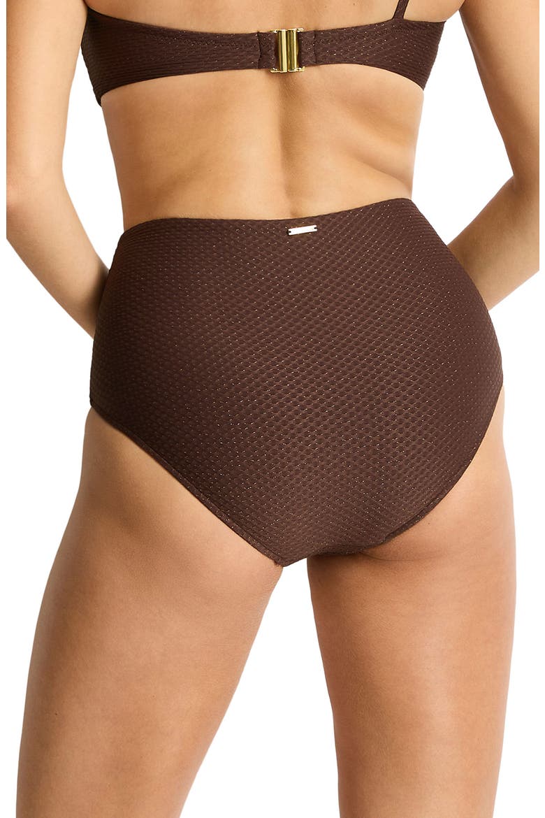 Luminara High Waist Bikini Bottoms, Alternate, color, COCOA