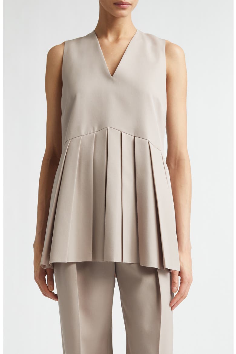 Pleated Wool Gabardine Top, Main, color, MAUVE