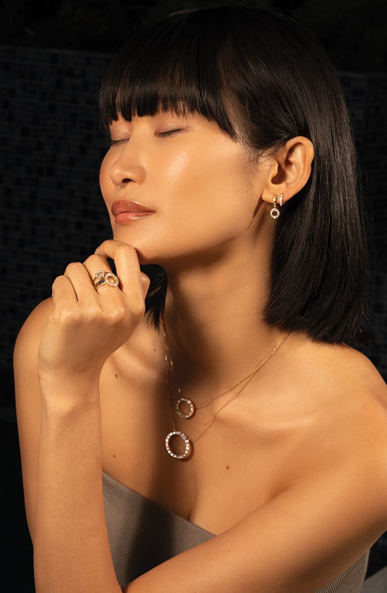 Bony Levy Circle of Life Diamond Huggie Drop Earrings, Alternate, color, 18Ky