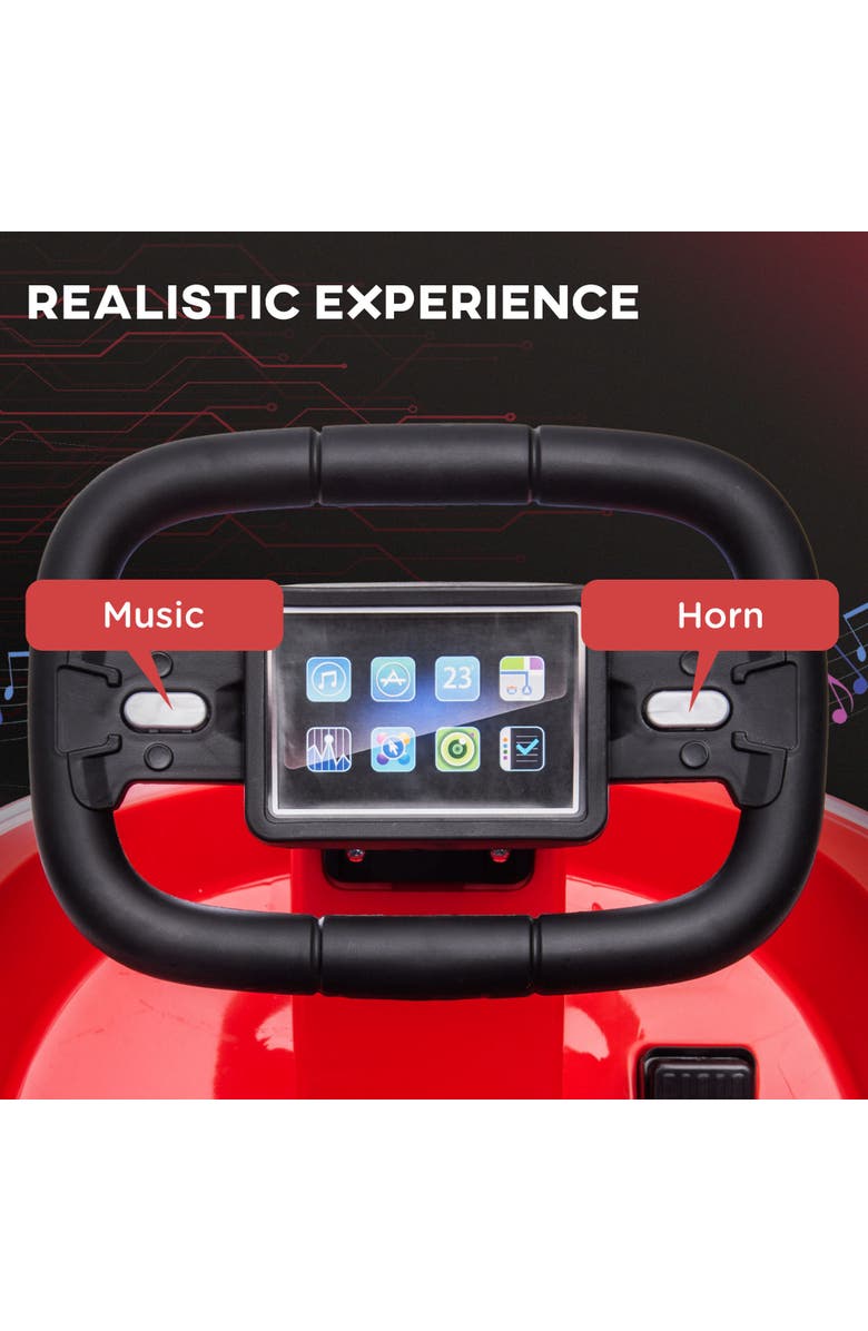 Aosom 6V Kids Bumper Car with 360° Rotation, Twin Motors, Music, Horn, LED, Safety Belt, Alternate, color, Red