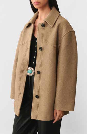MANGO Stand Collar Wool Blend Coat | Nordstrom MANGO Stand Collar Wool Blend Coat | Nordstrom