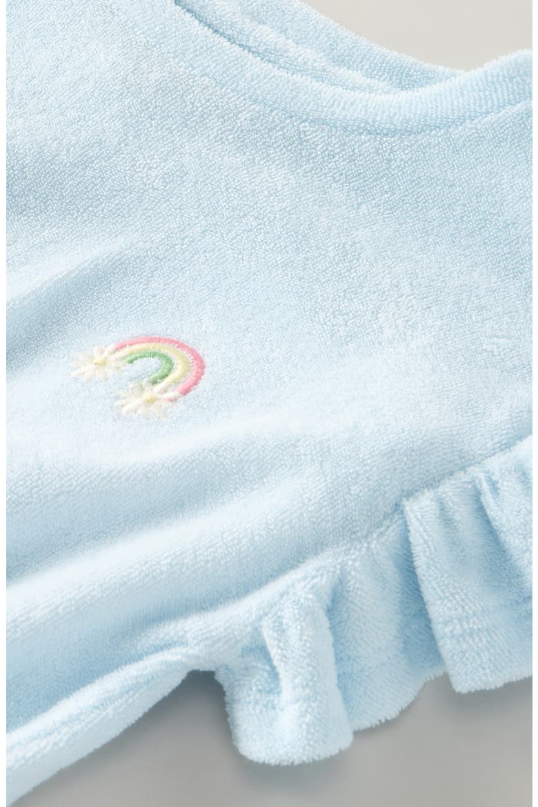 Kids' Flutter Sleeve Cotton Terry Dress, Alternate, color, BLUE RAINBOW FLOWER EMBROIDERY