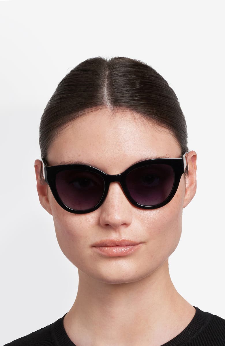 Fossil 52mm Cat Eye Sunglasses, Alternate, color, Black/ Dark Grey Sf