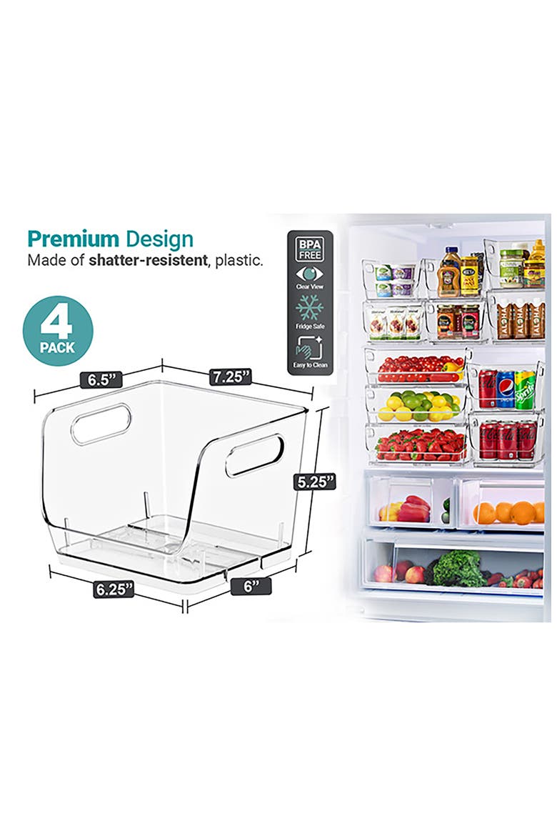 Set of 4 Stackable Open Front Bins, Alternate, color, NO COLOR