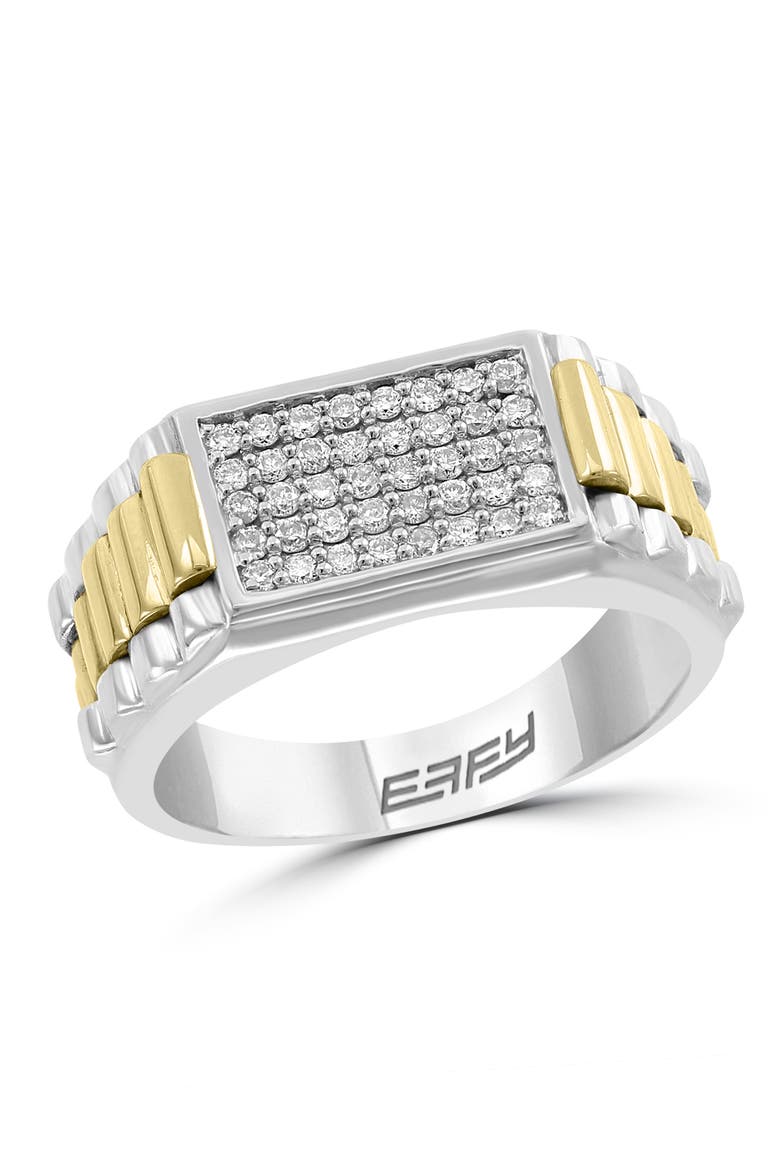 Diamond Two-Tone Statement Ring in Sterling Silver & 14K Yellow Gold, Main, color, Yellow