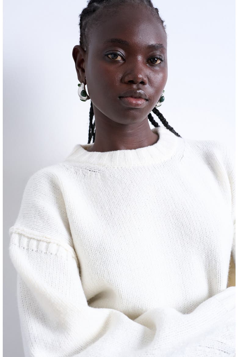 Exposed Seam Sweater, Alternate, color, WHITE