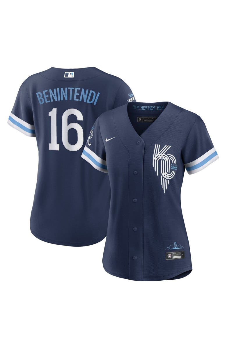 Nike Women's Nike Andrew Benintendi Navy Kansas City Royals City Connect Replica Player Jersey, Main, color, 