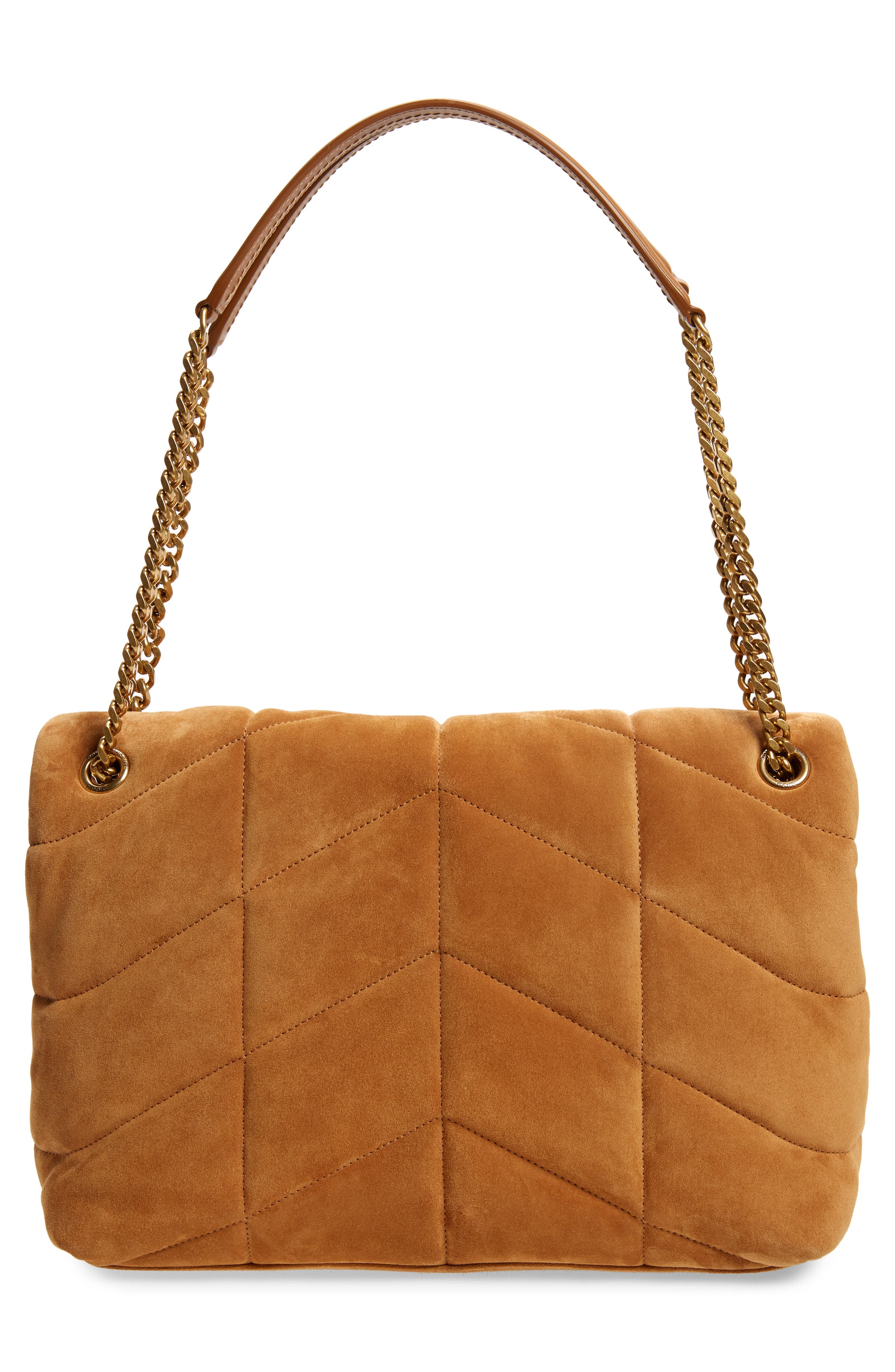 Saint Laurent Medium Loulou Puffer Matelassé Suede Shoulder Bag, Alternate, color, 
