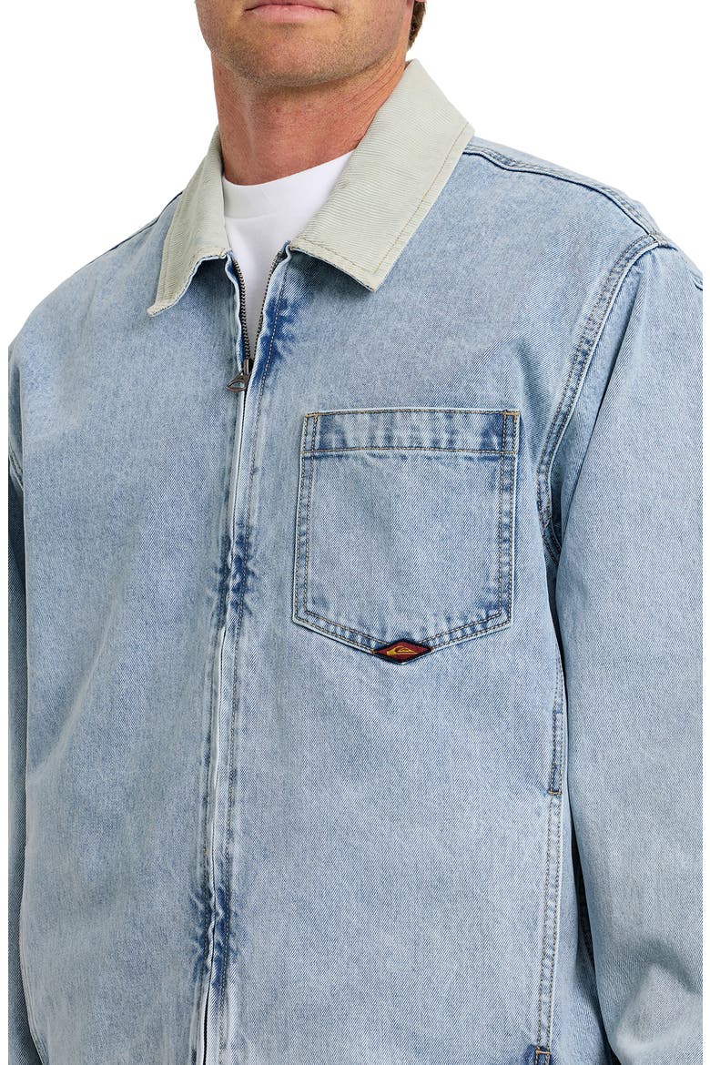 Surf Harrington Corduroy Collar Denim Jacket, Alternate, color, LIGHT INDIGO