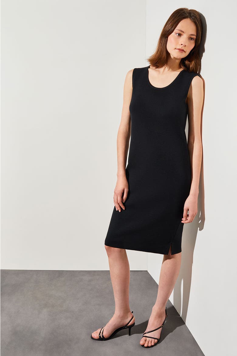 Sleeveless Sheath Knit Dress, Alternate, color, Black