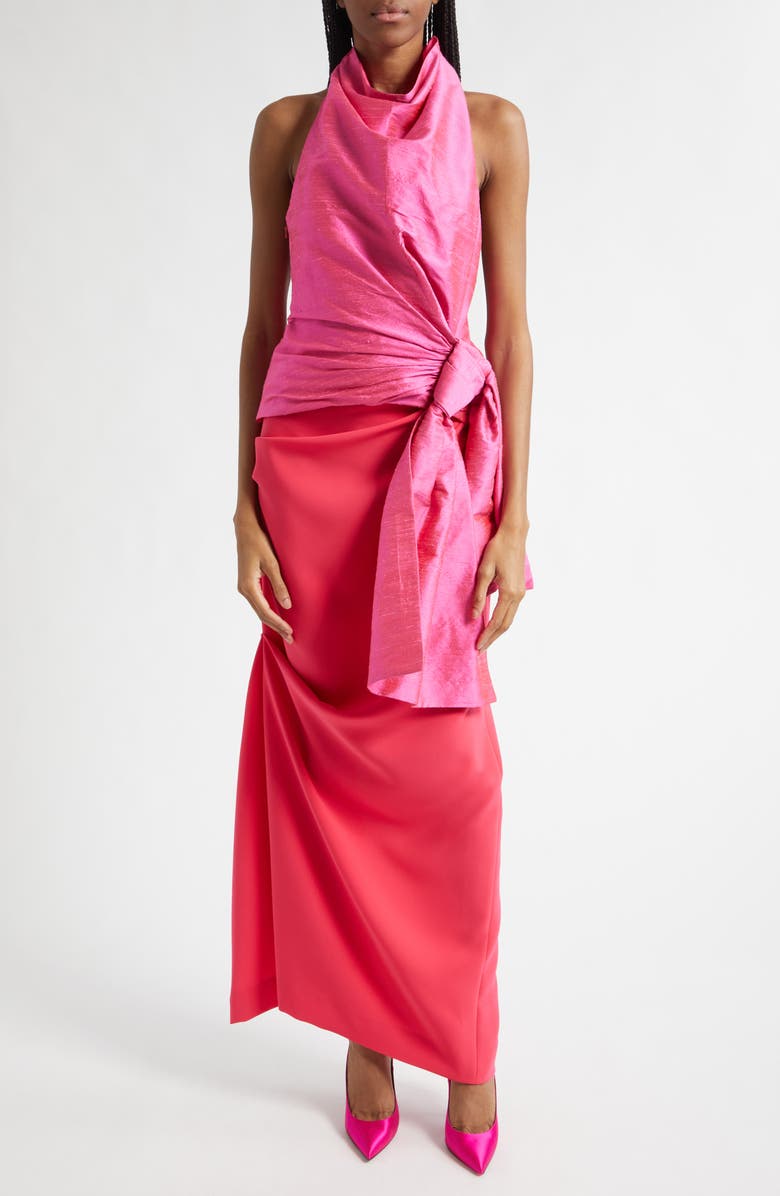 Christopher John Rogers Silk Shantung Sarong Halter Top, Alternate, color, Ibuprofen