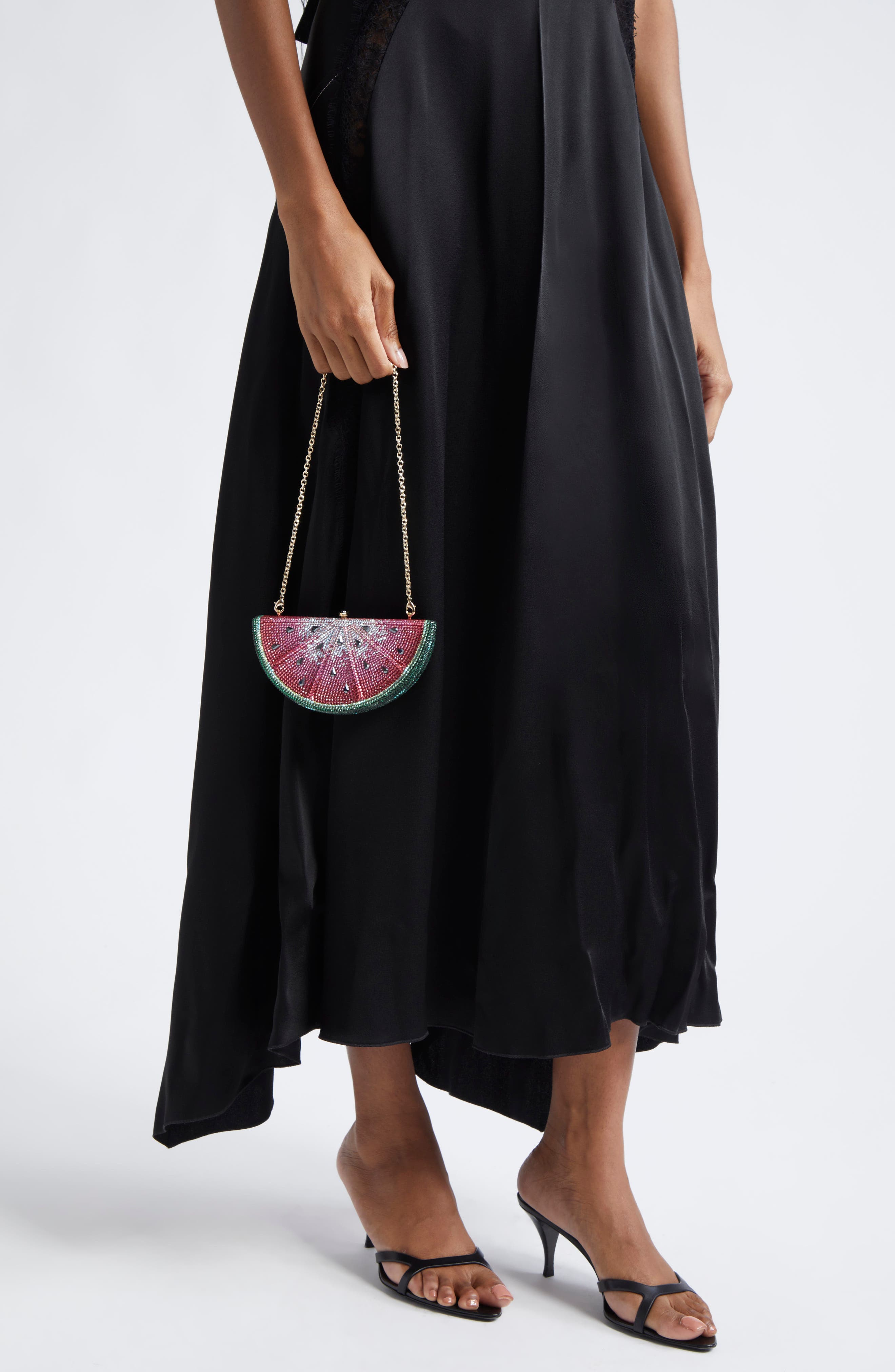 JUDITH LEIBER COUTURE Watermelon Slice Crystal Embellished Clutch, Alternate, color, 