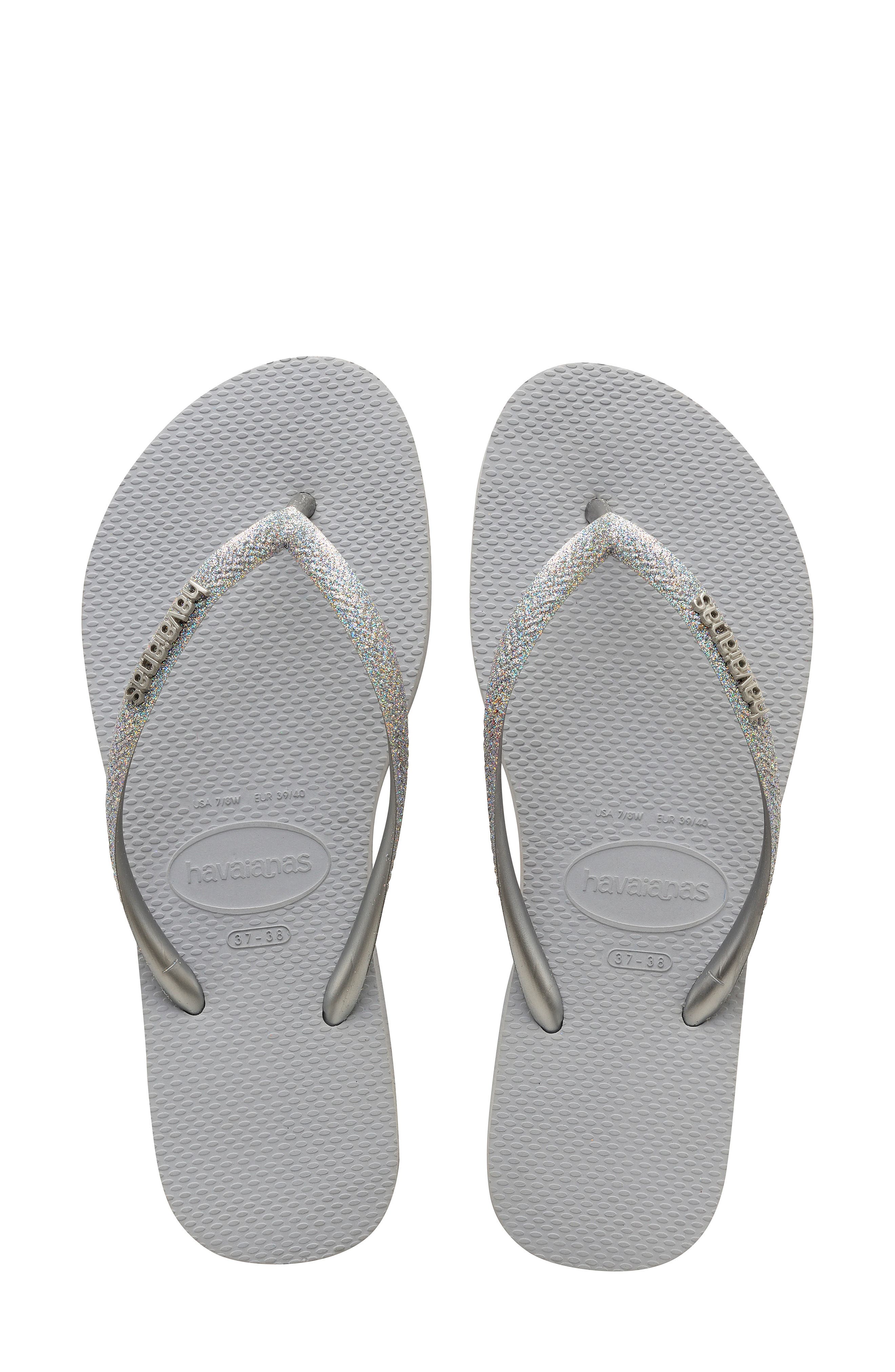 Slim Glitter Flip Flop, Main, color, ICE GREY/ GREY