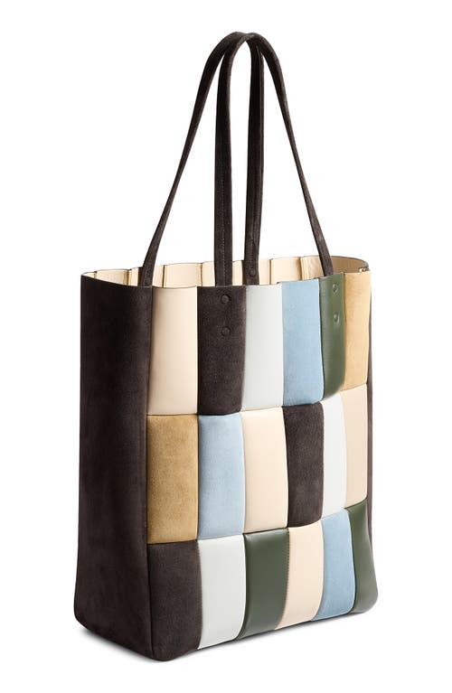 Khaite Womens Dark Brown Multi Zoe Patchwork Leather Tote Bag