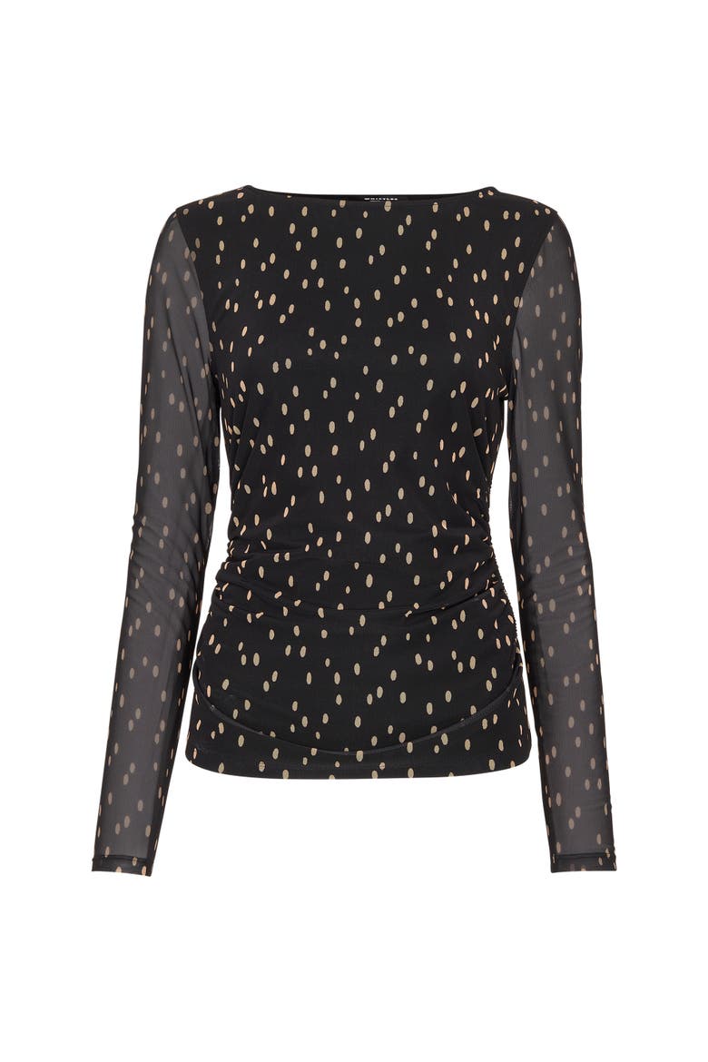 Spot Print Mesh Jersey Top, Alternate, color, Black/Multi