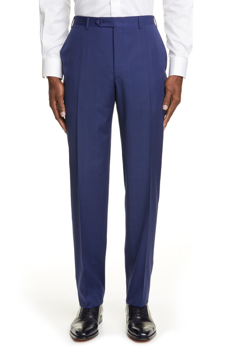 Sienna Soft Windowpane Classic Fit Wool Suit, Alternate, color, BLUE