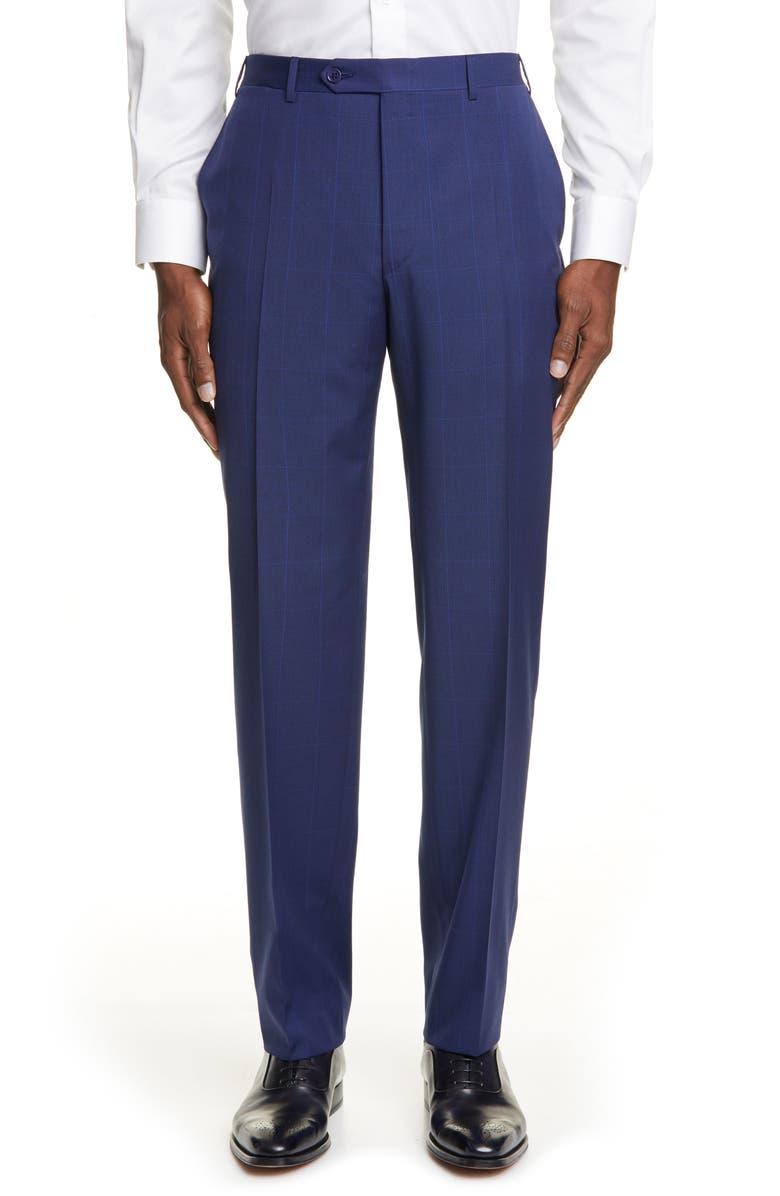 Canali Sienna Soft Windowpane Classic Fit Wool Suit, Alternate, color,