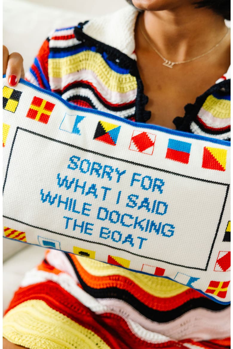 Docking The Boat Needlepoint Pillow, Alternate, color, Docking the Boat