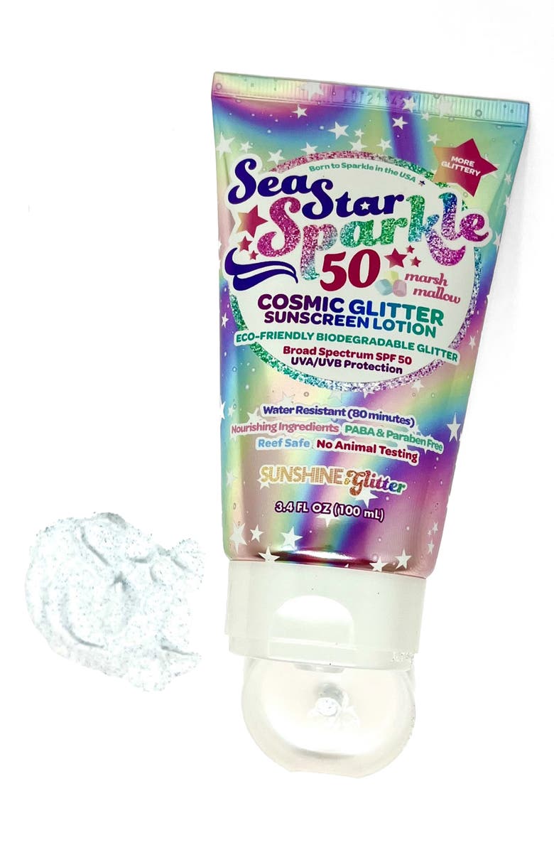 Sunshine & Glitter Kids' SeaStar Sparkle SPF 50 Cosmic Marshmallow Biodegradable Glitter Sunscreen, Alternate, color,