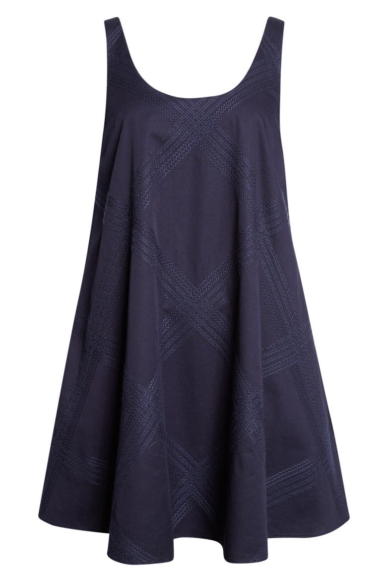 Emery Embroidered Cotton Trapeze Minidress, Alternate, color, DARK NAVY / DARK NAVY