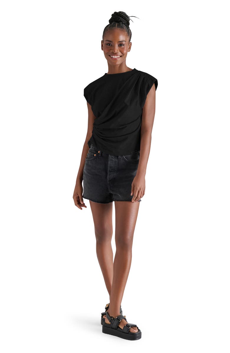 Steve Madden Draped Shoulder Pad T-Shirt, Alternate, color,