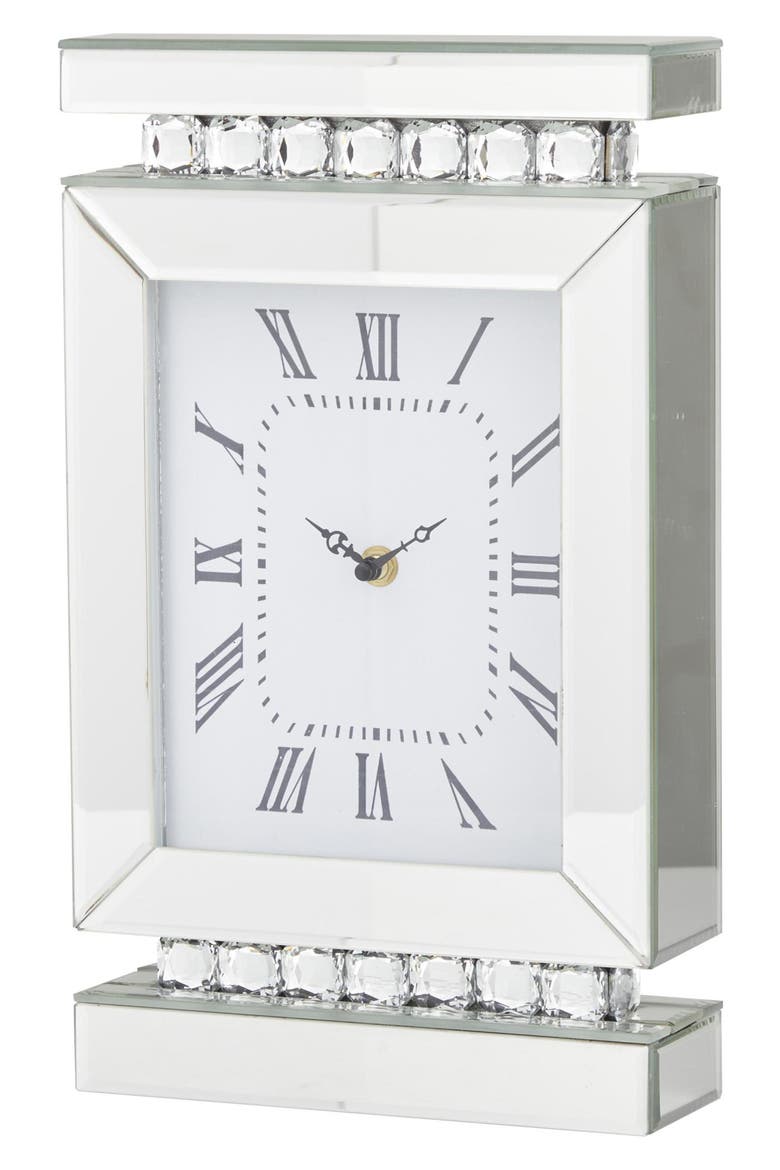 Glam Silver Glass Clock, Alternate, color, SILVER