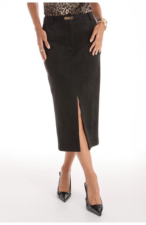 The Noli Shop Kendra Sueded Midi Skirt In Black