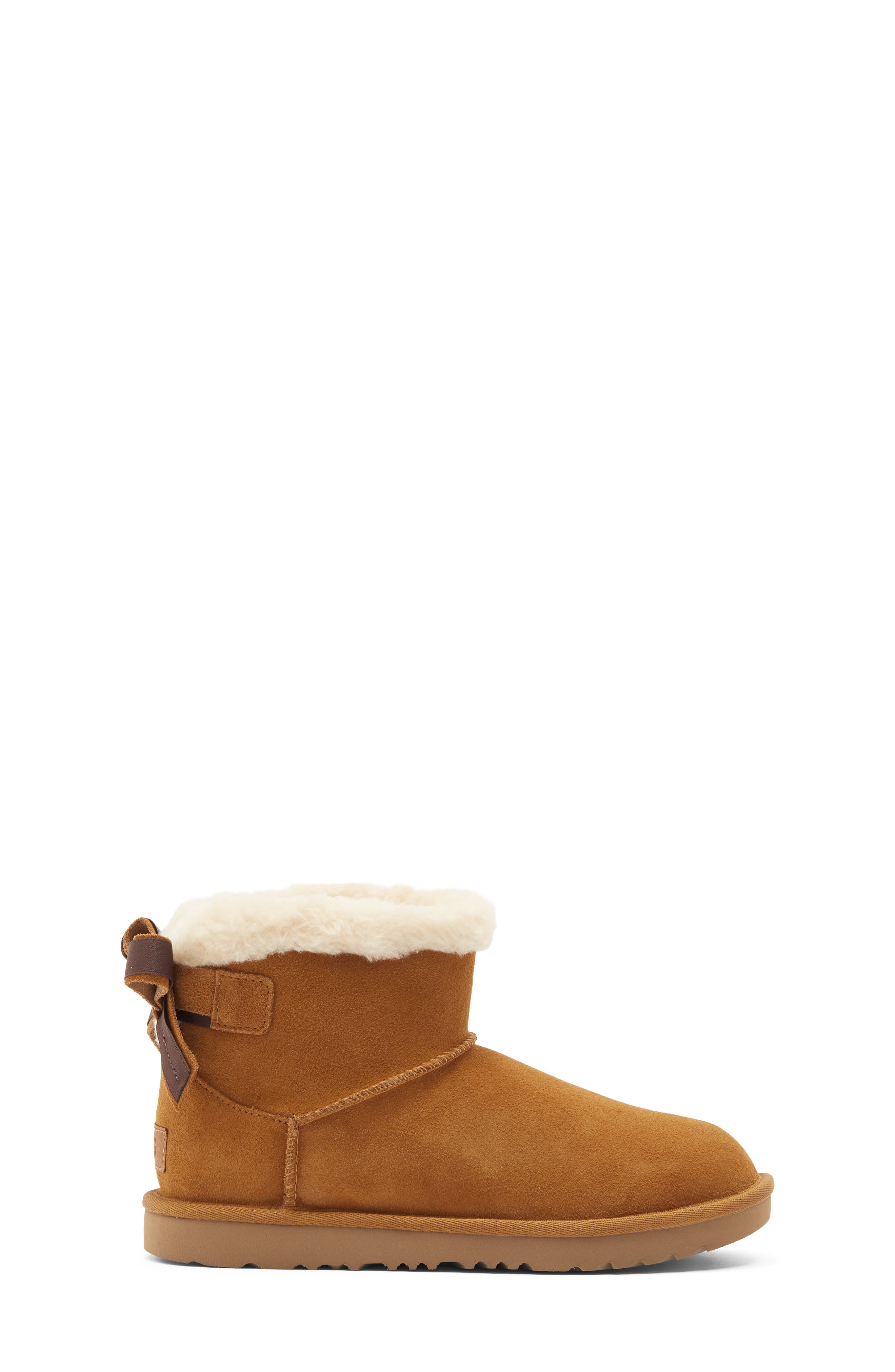 Kids' Mini Bailey Double Bow Boot with Faux Fur Trim, Alternate, color, CHESTNUT