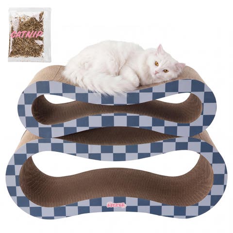 Suvi Modern Cardboard Infinity 2-in-1 Lounge Bed Cat Scratcher With Catnip