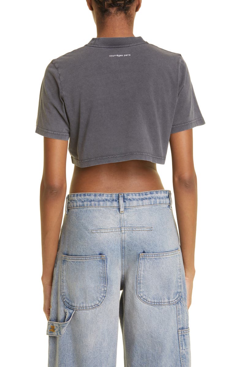 Courrèges Crop Jersey T-Shirt, Alternate, color, 