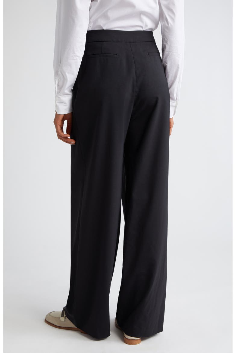 Pleated Virgin Wool Blend Wide Leg Trousers, Alternate, color, BLACK