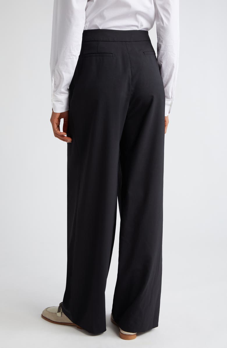 Eleventy Pleated Virgin Wool Blend Wide Leg Trousers, Alternate, color, Black