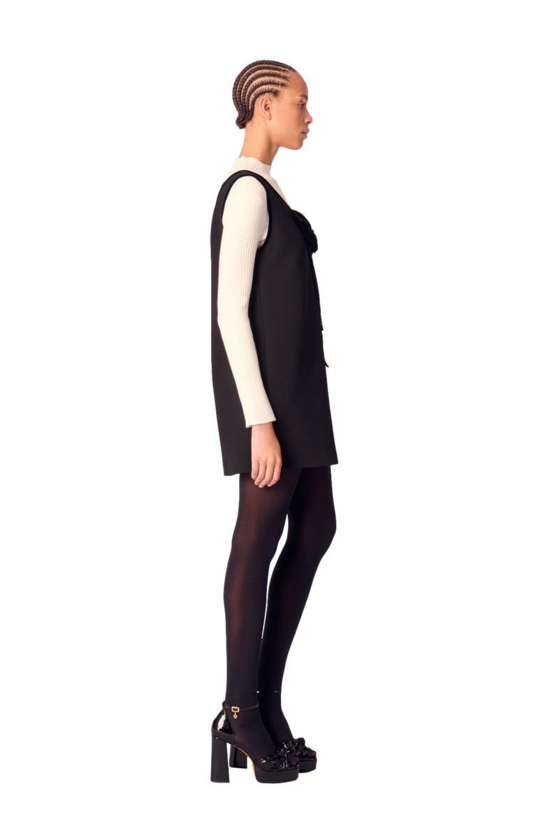 maje Pinafore mini dress with velvet collar, Alternate, color, 