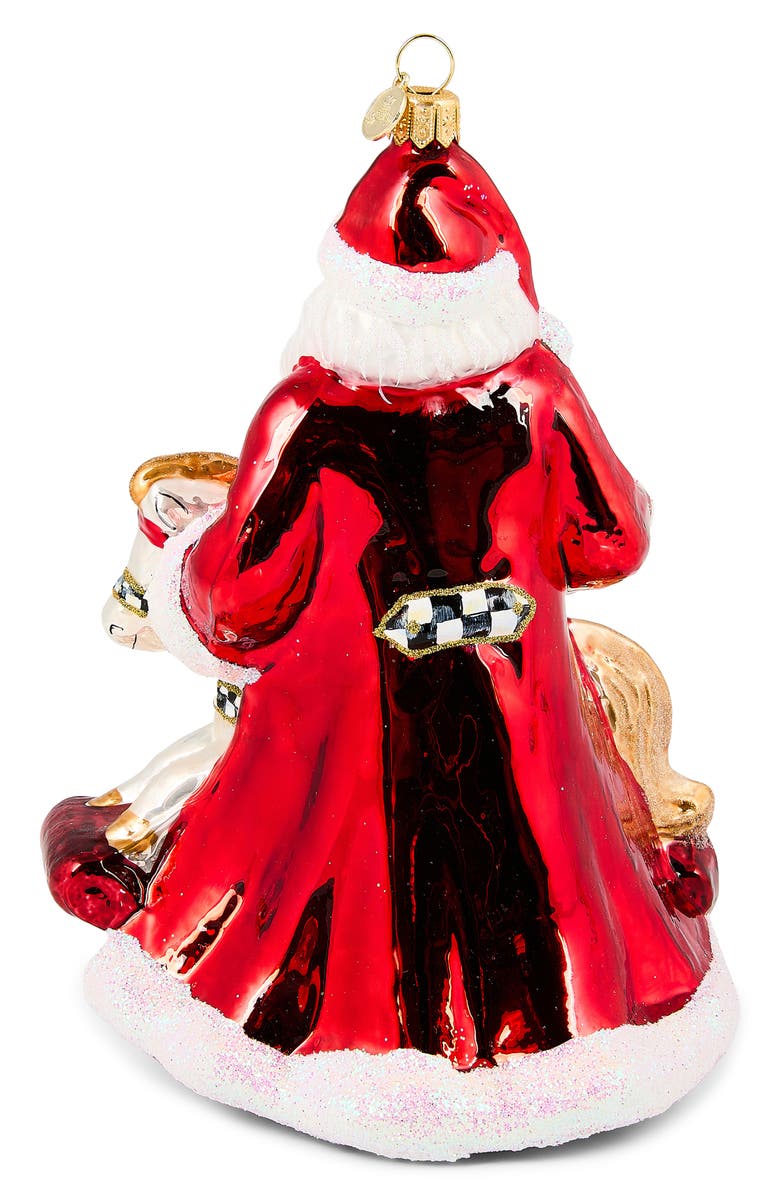 MACKENZIE CHILDS Santa with Rocking Horse Glass Ornament, Alternate, color, Red