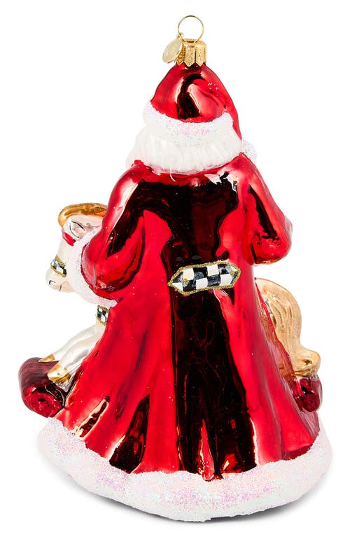 Mackenzie-childs Mackenzie Childs Santa With Rocking Horse Glass Ornament In Multi