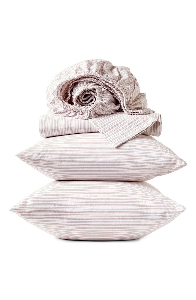 Coyuchi Crinkled Organic Cotton Percale Sheet Set, Main, color, 