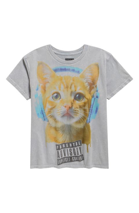 Kids' Parental Advisory Cat Graphic Tee