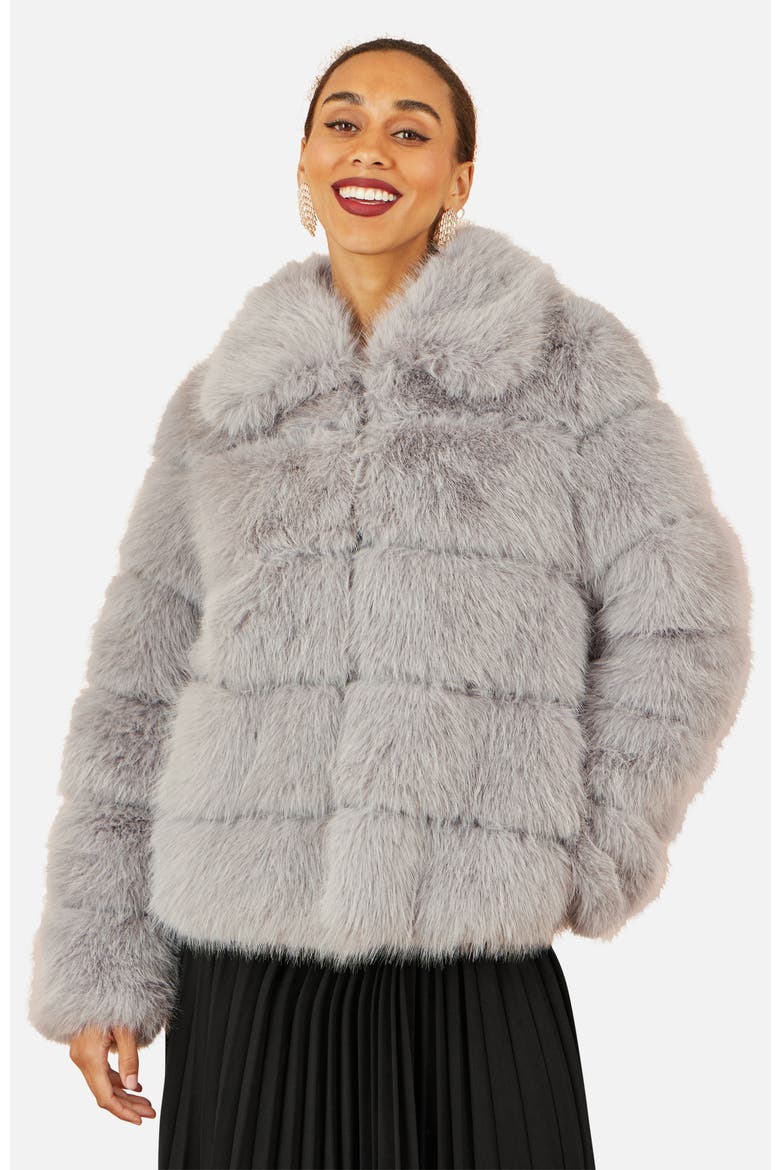 Luxe Faux Fur Coat, Main, color, Grey