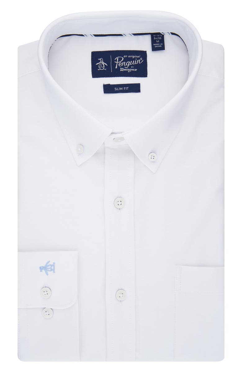 Original Penguin Abbot Brushed Oxford Slim Fit Dress Shirt, Main, color, White