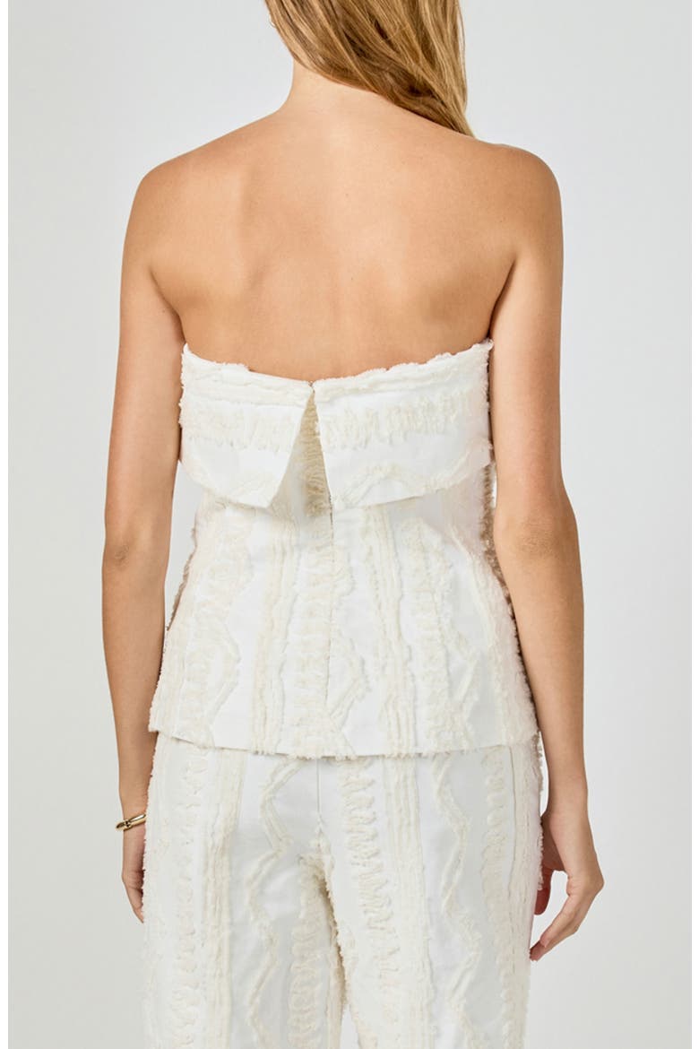 Fringed Strapless Cotton Top, Alternate, color, IVORY